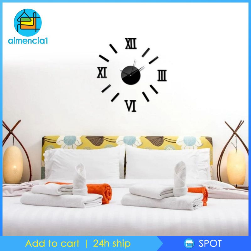 Đồng Hồ Dán Tường Almencla1 3d Cho Phòng Khách Phòng Ngủ