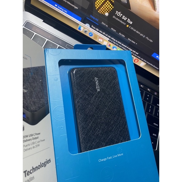 Sạc dự phòng Anker powerpore 3 Sense 10000mAh - A1248 NEW bọc vải sạc nhanh 20W PD cho các đời máy hỗ trợ sạc nhanh