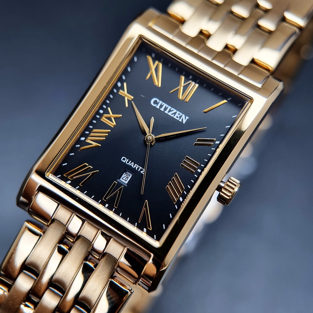 Đồng Hồ Nam Citizen BH3002-54E Pin Dây Sắt Mạ Gold Mặt Đen