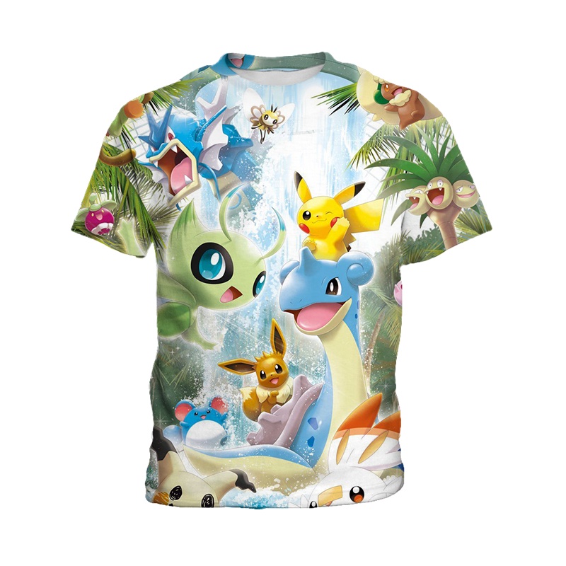 Áo Thun Ngắn Tay In Hình Pokemon 3D Thời Trang Dành Cho Bé Trai
