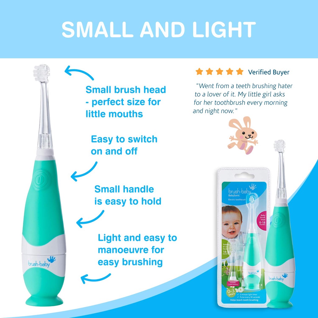 Bàn Chải Brush Baby BabySonic Infant and Toddler Electric Toothbrush for Ages 0-3 Years