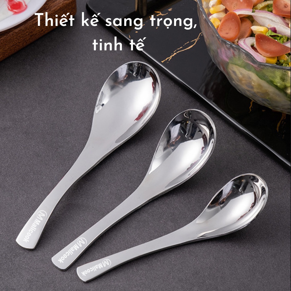 Thìa ăn phở, súp inox 304 Malicook  phong cách Châu Âu sang trọng cao cấp