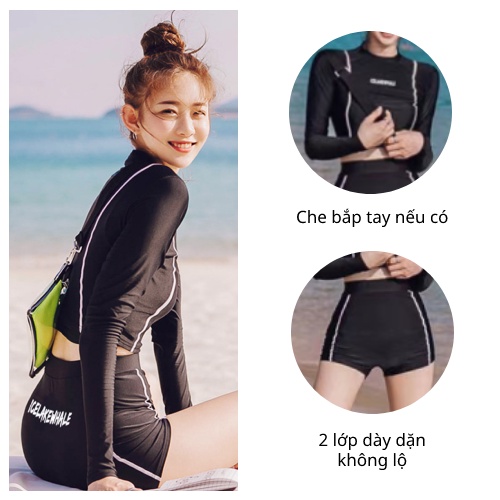 Bikini 2 Mảnh Tay Dài Che Bắp Tay Hoàn Hảo