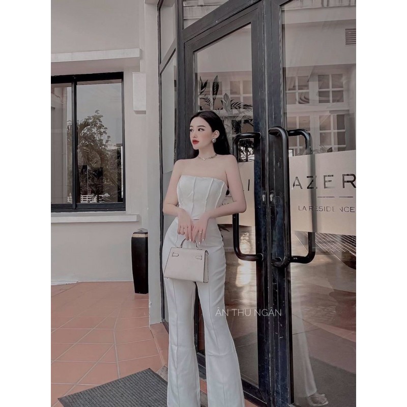 Set áo xếp li quần loe