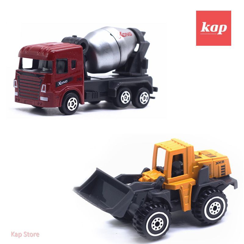 Bộ 6 xe công trình Die Cast Metal, vỏ kim loại, tỷ lệ 1:64