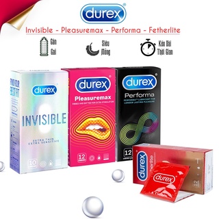 [COMBO 4 Hộp] Bao cao su Durex Performa, Bcs Fertherlite Siêu Mỏng, Pleasuremax Gai Nhỏ Liti, iNViSiBLE Ôm Sát - 46 cái