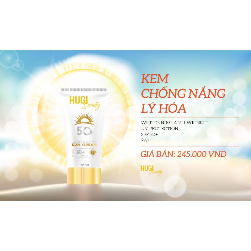 Kem Chống Nắng Lý Hóa Kiềm Dầu Dưỡng Ẩm Và Nâng Tông Da SPF 50 PA +++ HuGi 50ml Chính Hãng 100% | BigBuy360 - bigbuy360.vn