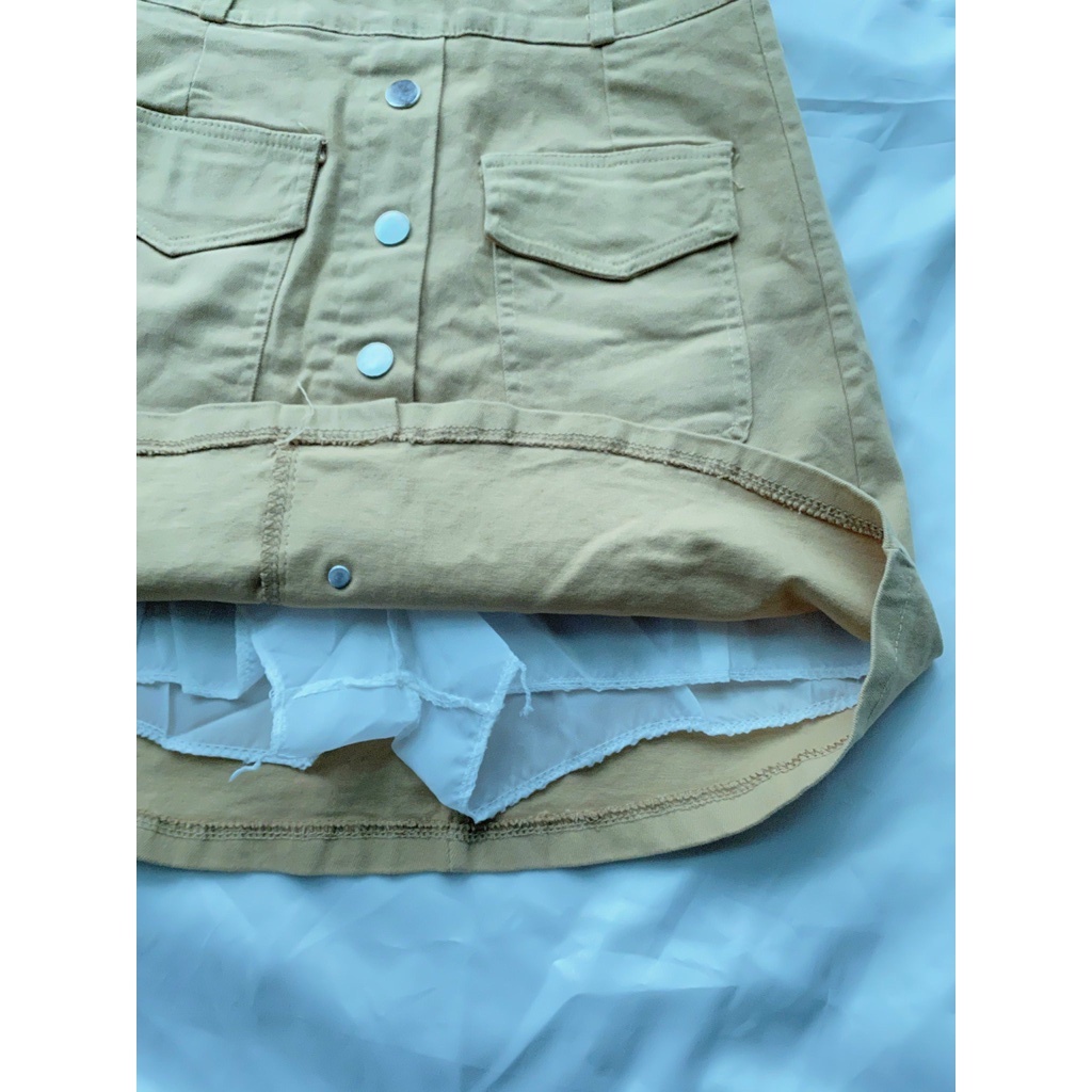 Chân Váy Chữ A, Chân Váy Khóa Kéo  Kaki Năng Động