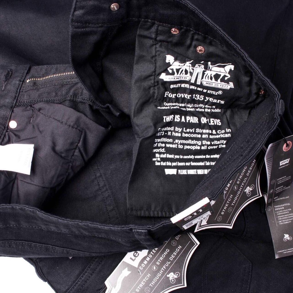 Quần Jean Nam Le Vi Đen Trơn Slim Fit Ống Đứng Co Dãn Vnxk | BigBuy360 - bigbuy360.vn