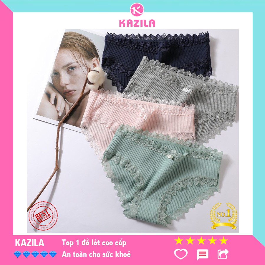 Quần lót nữ dễ thương tăm tre viền ren, quần lót nữ cotton Kazila FH10 | BigBuy360 - bigbuy360.vn