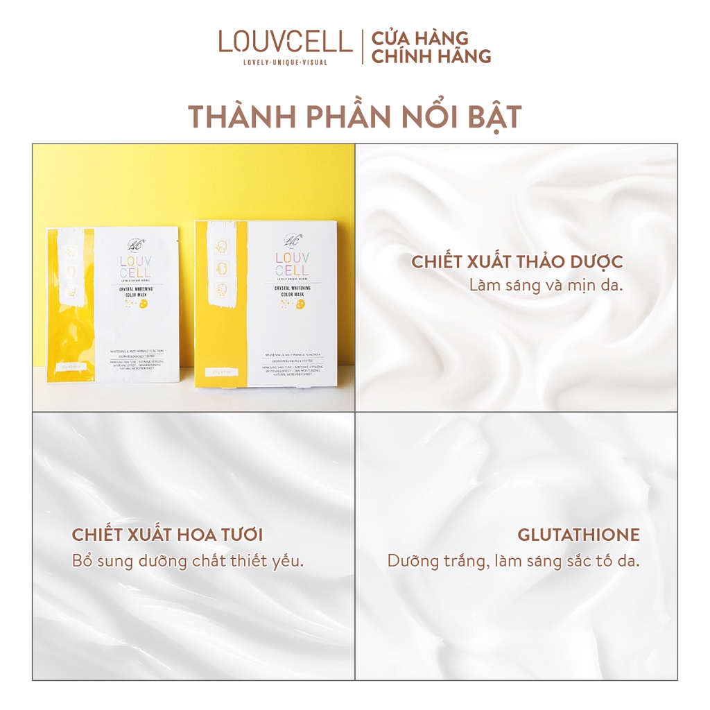 Mặt nạ cấp ẩm dưỡng trắng da Louvcell Crystal Whitening Color Mask