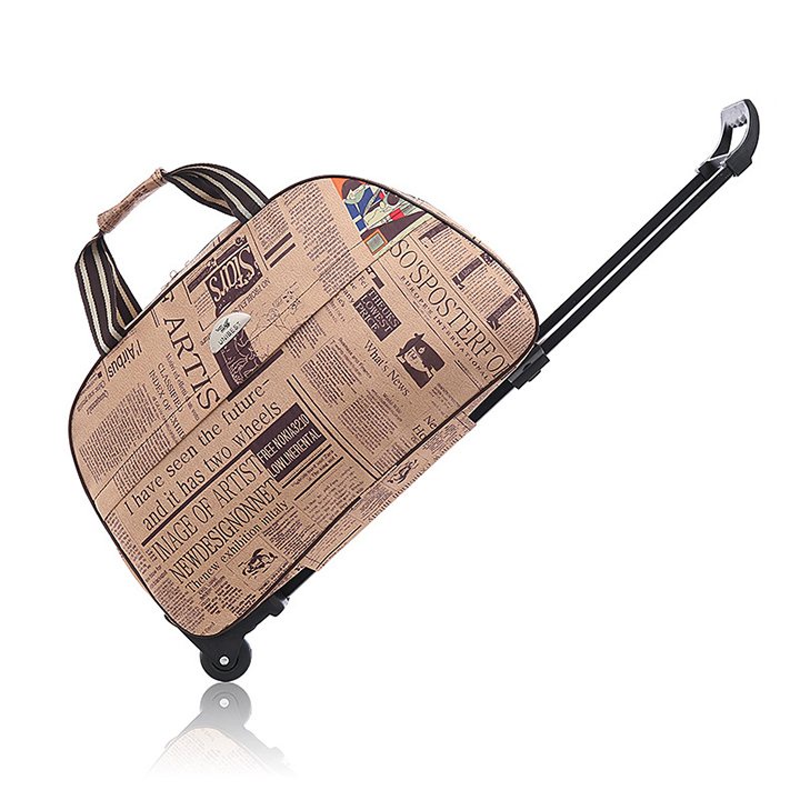 Túi kéo du lịch họa tiết có bánh xe, túi xách tay du lịch size 24 inch TK-MAU1