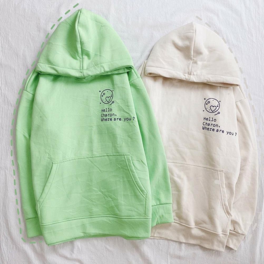 Áo Hoodie Nỉ Bông CHARON Form Rộng Xẻ Tà Ulzzang Unisex (4 Màu)