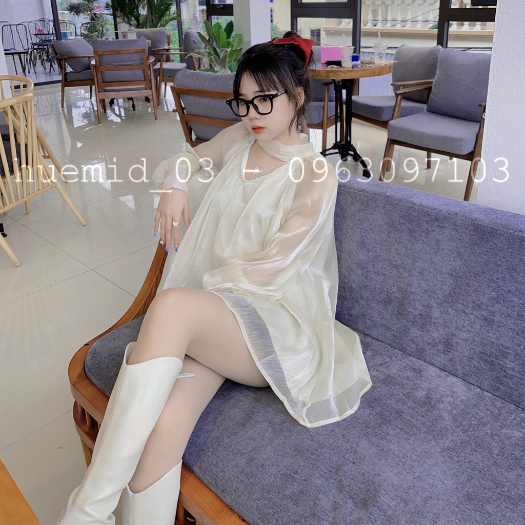 áo cổ ngọc, cổ V đính ngọc sang chảnh tiểu thư, tay áo bồng bềnh đính khuy | BigBuy360 - bigbuy360.vn