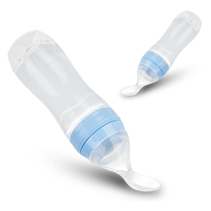 Bình Ăn Dặm 120ml Bằng Silicone Kèm Muỗng Chống Bụi Cho Bé