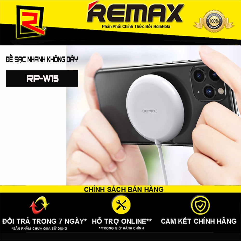 Đế sạc nhanh không dây Remax RP-W15 Max 10W tích hợp hít cố định (Trắng)