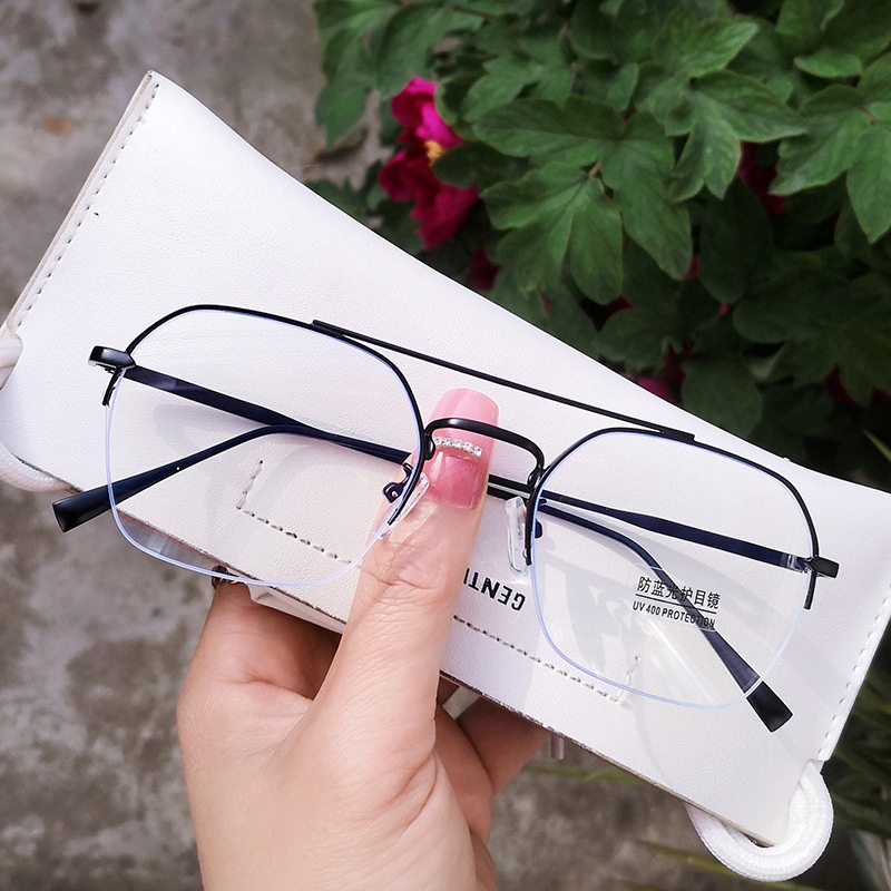 Mắt Kính Gọng Tròn Chống Bức Xạ Bằng Kim Loại Phong Cách Hàn Quốc Cổ Điển Dành Cho Nam Nữ