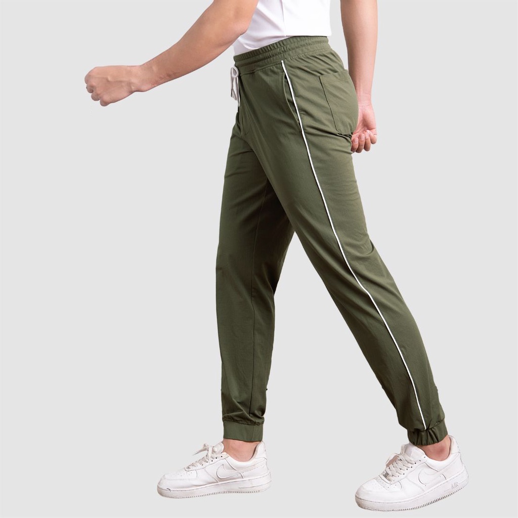 Quần jogger thể thao phối sọc nam CIZA  dáng rộng cao cấp trẻ trung size S M L XL màu green QGDR16