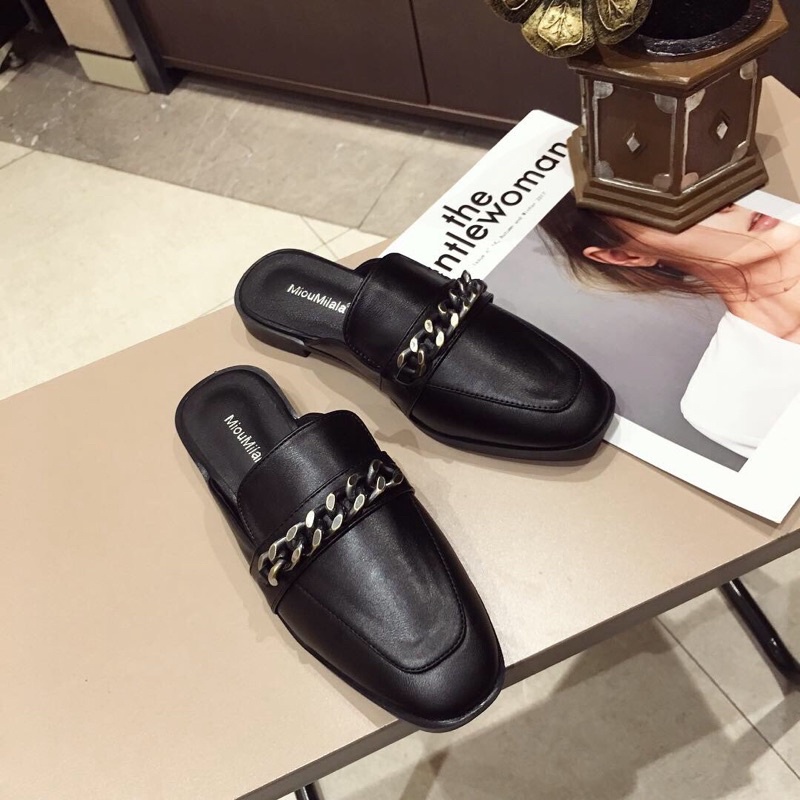 Giày sục da dây xích bít mũi hàng chuẩn ảnh loại đẹp, êm ôm chân