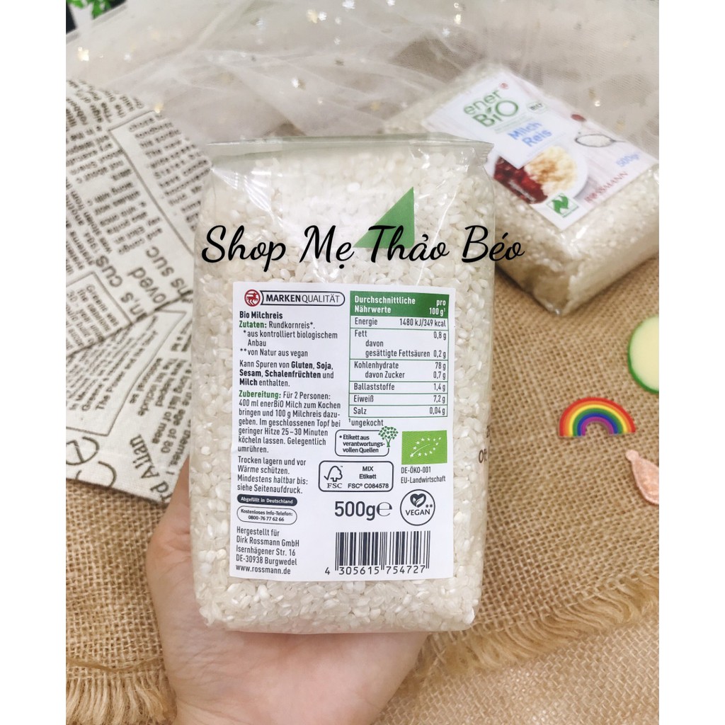 Gạo sữa hưu cơ Bio Milchreis cho bé ăn dặm 500g ( Date 09/2022)