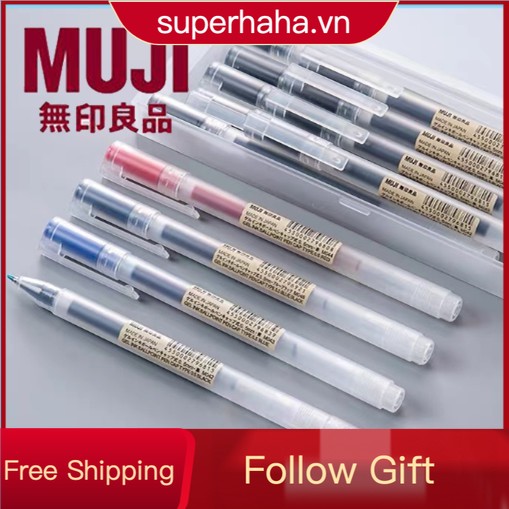 MUJI Bút Gel 0.38 mm Và 0.5 mm Màu Đen / Xanh / Đỏ