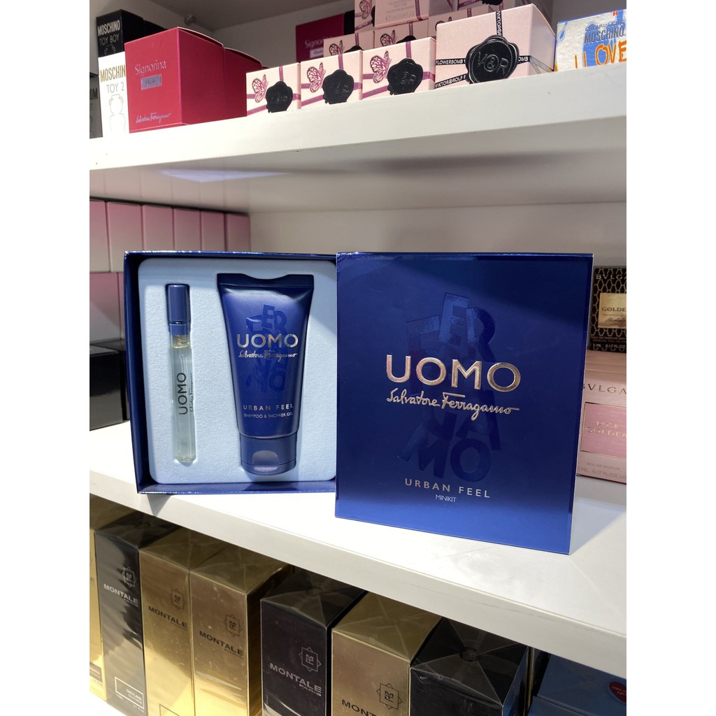 Set nước hoa Mini Salvatore Ferragamo Uomo Urban Feel 5ml + shampoo & shower gel 50ml