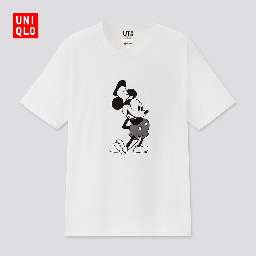 Uniqlo Áo Thun Ngắn Tay In Hình Chuột Mickey Thời Trang Cho Nam Nữ