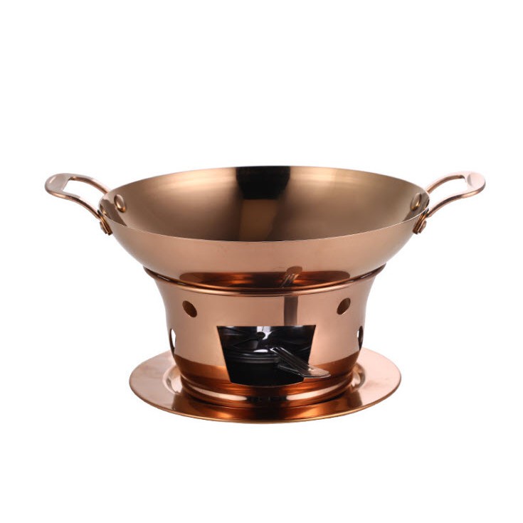 Bộ bếp cồn chảo inox mạ vàng Xiangfu XF010