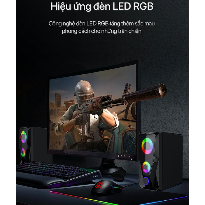 Loa Game Máy Tính ROBOT Hiệu Ứng Đèn LED - Âm Thanh HD Chất Lượng Cao - RS200- BẢO HÀNH 12 THÁNG