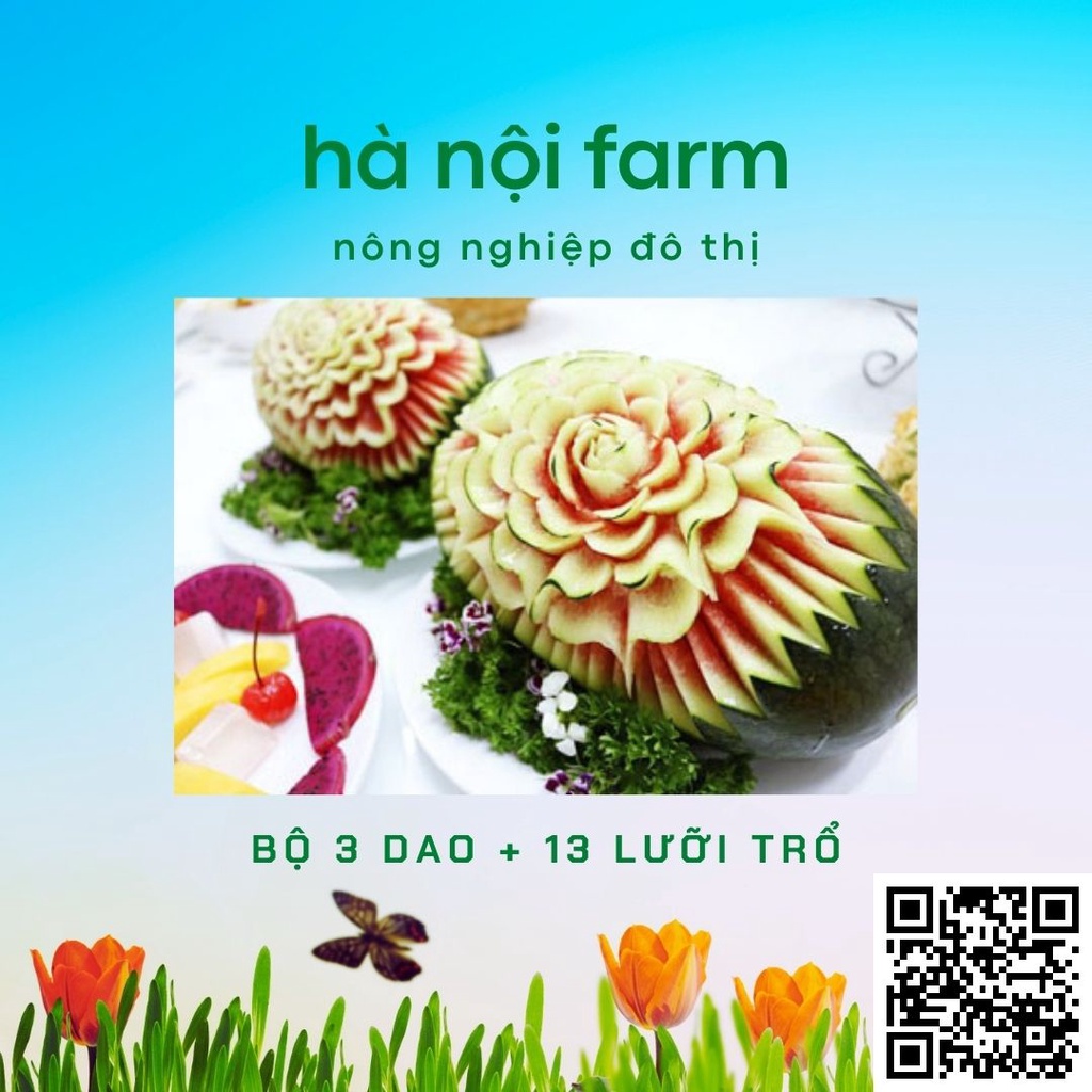 Bộ Dao Tỉa Hoa Quả đa năng 13 chi tiết, chất liệu thép sắc bén