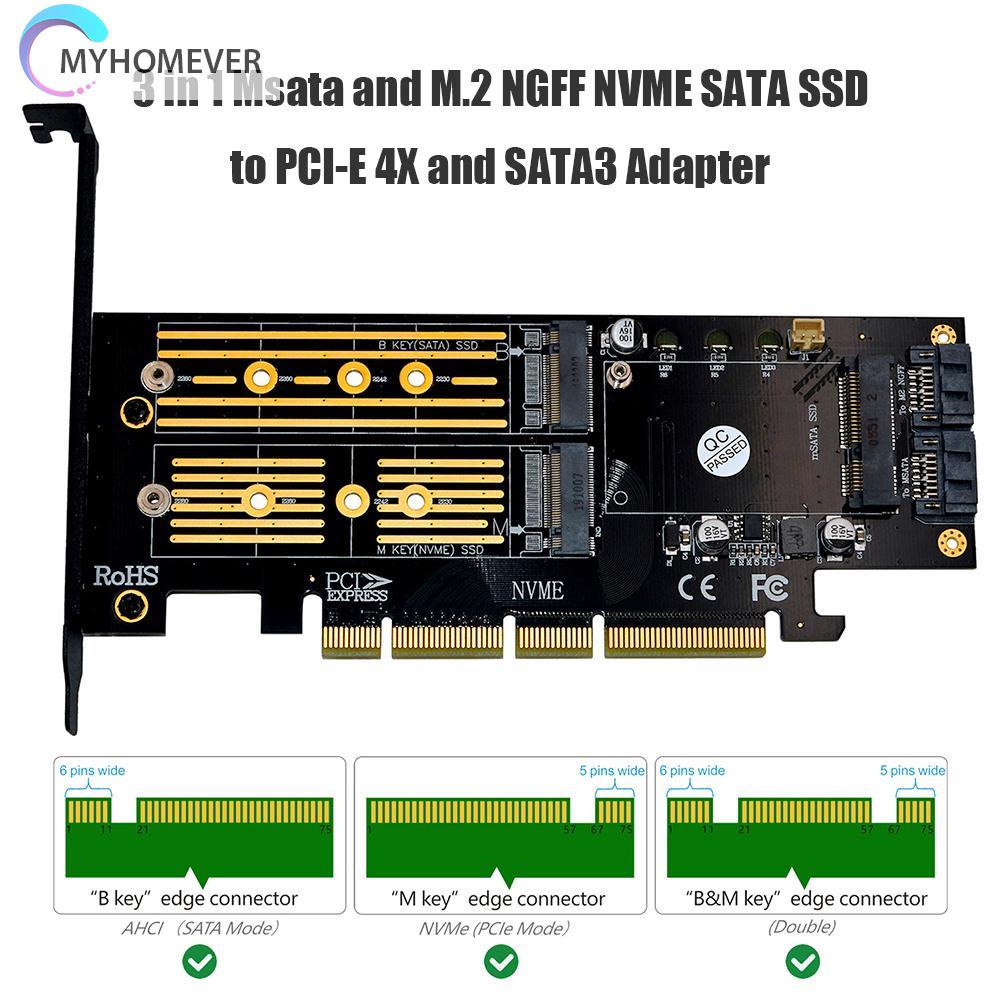 Bộ Chuyển Đổi 3 Trong 1 Msata Pcie M.2 Ngff Nvme Sata Ssd Sang Pci Express 4x Sata3 Apapter | BigBuy360 - bigbuy360.vn