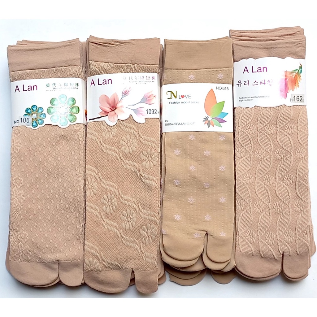 Combo 05 đôi vớ da chân xỏ ngón thun cotton cao cấp vải dầy mịn - gót bông