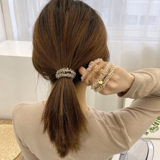 Dây Buộc Tóc Co Dãn Đính Hạt Phong Cách Hàn Quốc