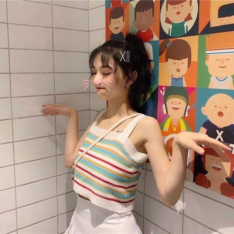 Áo Khoác Ghi Lê Chất Len Phối Màu Dễ Thương Đáng Yêu Xinh Xắn Cho Nữ | BigBuy360 - bigbuy360.vn