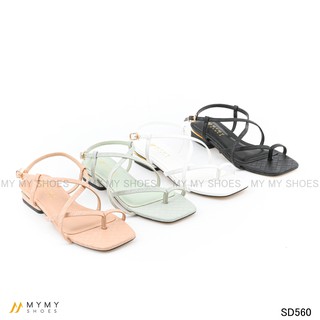 SD560 Sandal da lì dập caro xỏ ngón dây chéo 3p