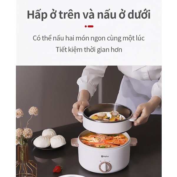 Nồi điện đa năng - nồi nấu lẩu mini chống dính cho 2-3 người - Bảo hành 1 năm - Chính hãng