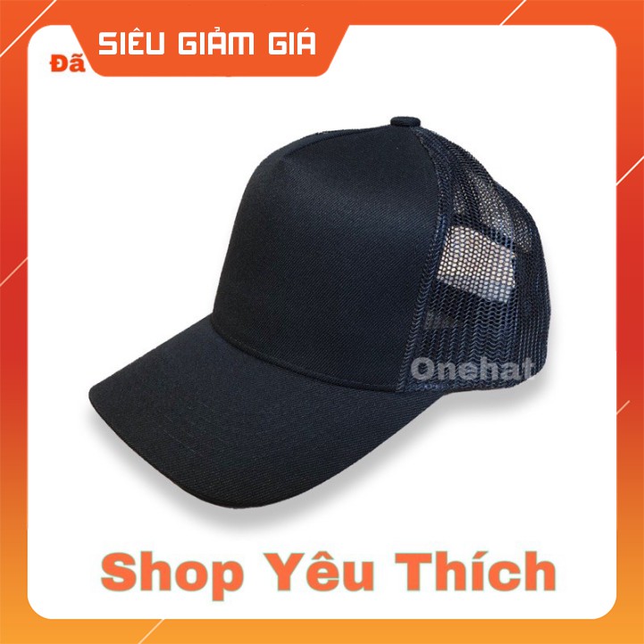Nón A-Frame Full Black Trucker Cap lưới fom cứng