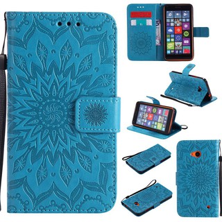 Bao da dập nổi sang trọng họa tiết hoa hướng dương cho Nokia Lumia 640