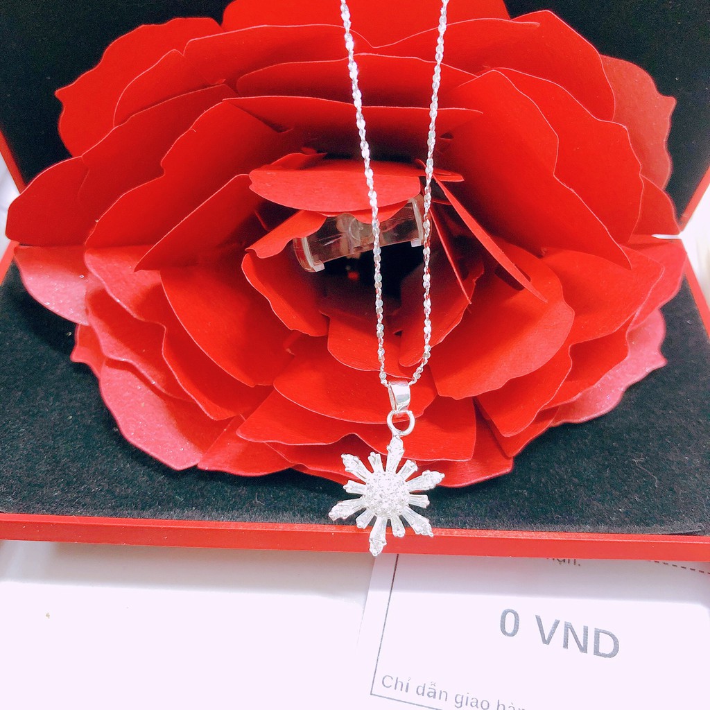 Dây chuyền bạc bibi silver / Vòng cổ bạc s925 mặt hoa tuyết gắn đá - Ảnh thật, sẵn hàng