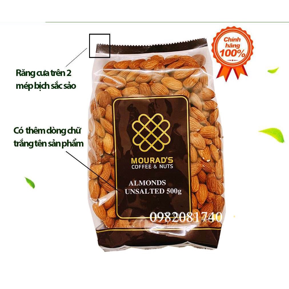 HẠNH NHÂN TÁCH VỎ ÚC MOURAD'S - ALMONDS UNSALTED - TÚI 500G