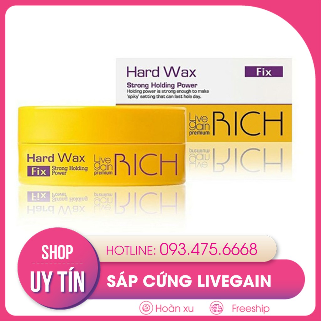 Sáp vuốt tóc LIVEGAIN MÀU VÀNG siêu cứng phù hợp với những kiểu tóc cá tính và khó, giữ nếp lên đến 24H