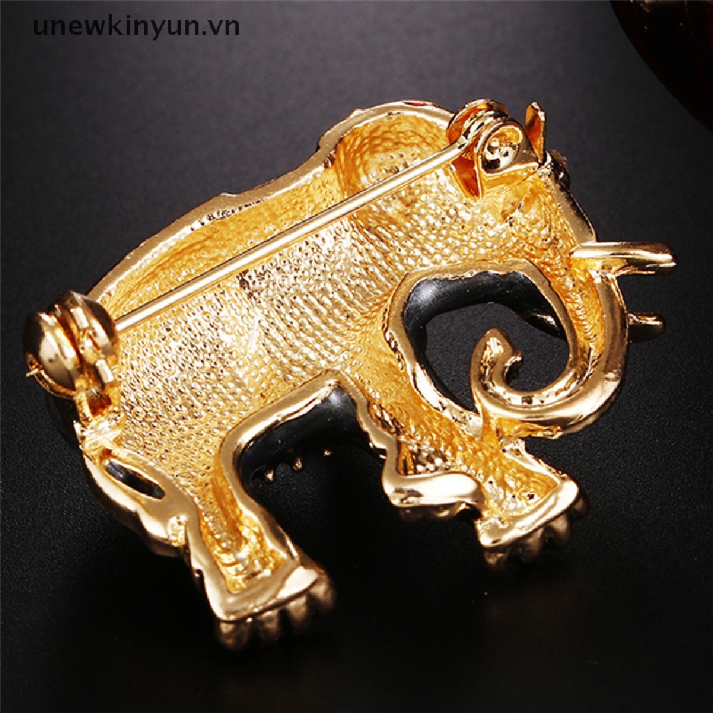 UU Animal Enamel Crystal Elephant Brooch Pin Women Costume Bouquet  Pin Jewelry UU