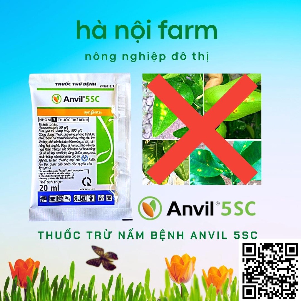 Thuốc trừ nấm bệnh hoa hồng Anvil 5SC chính hãng Syngenta -Ấn Độ. GÓI(20ml)