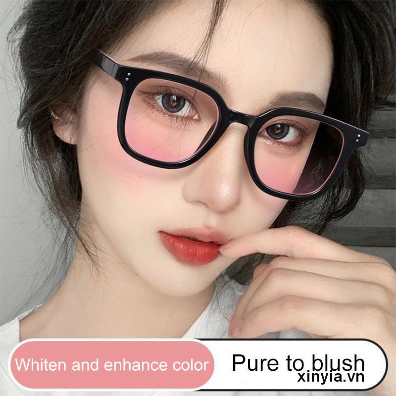 Kính mắt nữ nhiều màu kính hai chấm giá rẻ tạo hiệu ứng má hồng dễ thương hai màu trong suốt gọng đen 2022