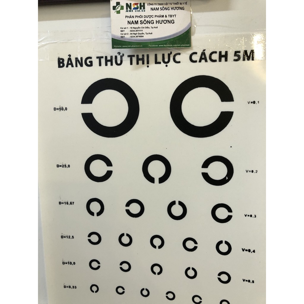 Bảng đo kiểm tra thị lực mắt chữ C (vòng tròn hở) KIỂM TRA TẬT KHÚC XẠ THỊ LỰC MẮT CHỮ C BẰNG NHỰA MICA SIÊU BỀN