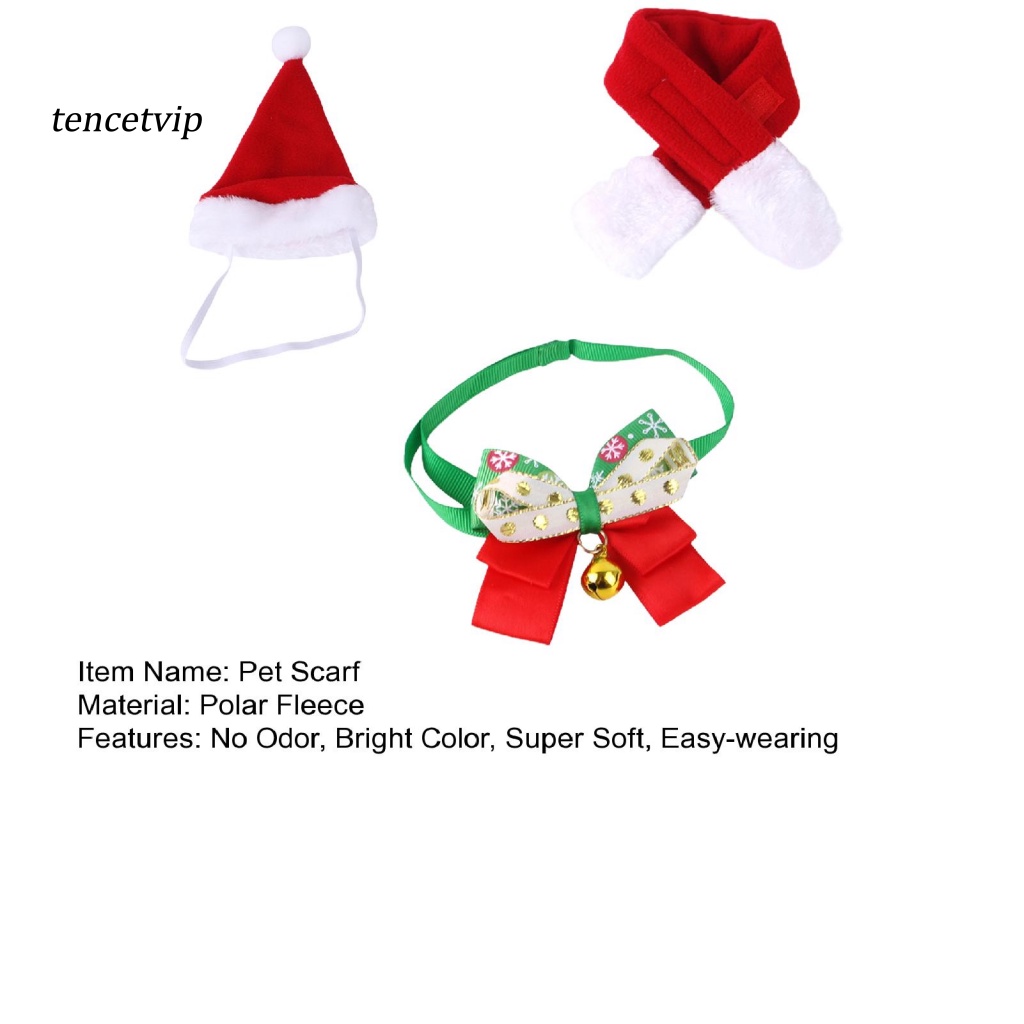 1 Set Mũ Ông Già Noel Kèm Khăn Choàng Cổ Siêu Mềm Cho Thú Cưng