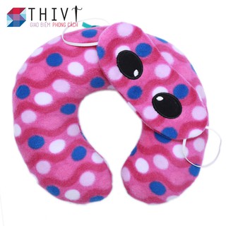 Combo gối chữ U và bịt mắt thêu hình