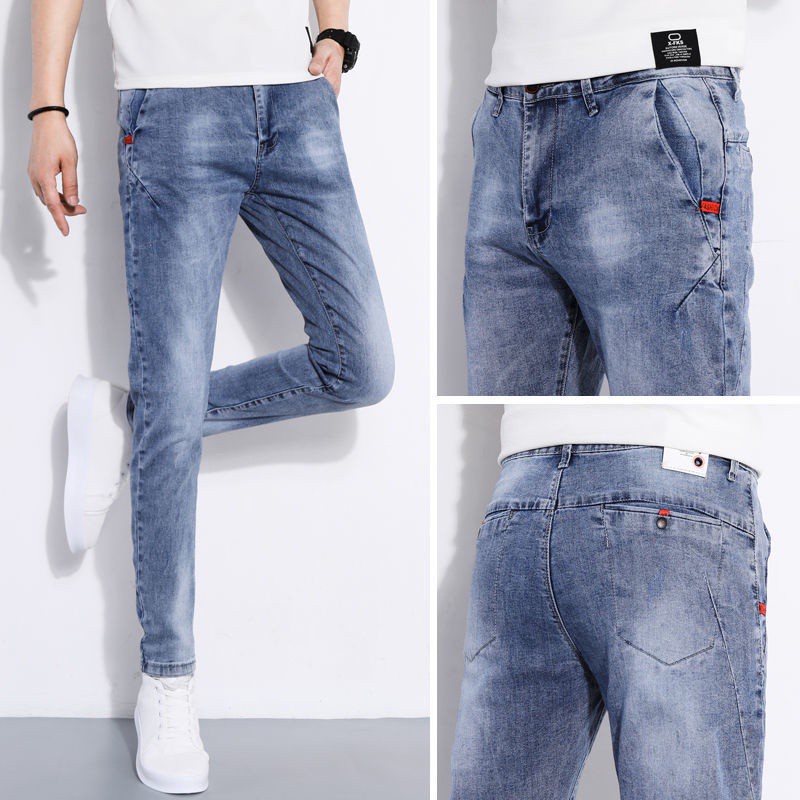 2020New Autumn New Light Blue Jeans Men's Korean-Style Slim-Fit Stretch Skinny Youth All-Matching Trendy
