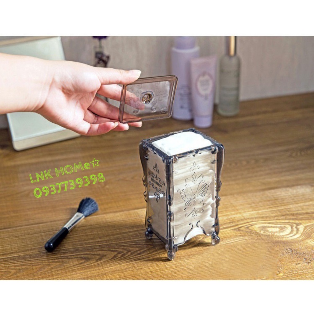 Hộp đựng bông tẩy trang hình chữ nhật cách điệu xinh xắn