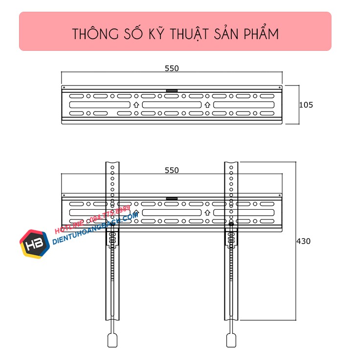 Giá Treo Tivi Siêu Mỏng A2F 32 - 43 - 50 - 55 Inch / Khung Treo Tivi Phẳng Tường - Tải trọng: 27Kg
